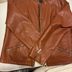 New York & Company Cognac Leather Jacket